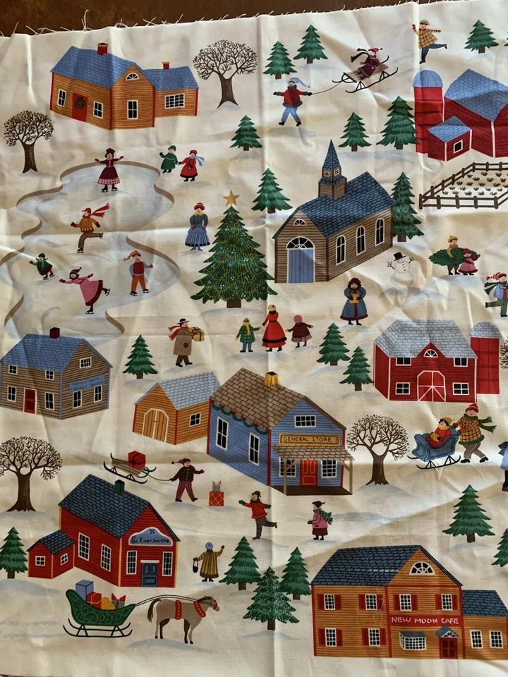 Clothworks Christmas Village By Christine Graf Fabric 23.5” X 44” W - Image 1 of 4