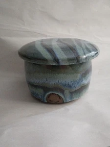 Piatto burro francese Ocean Fire Pottery Burro Bell York Maine blu smalto a goccia - Foto 1 di 12