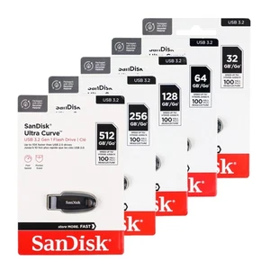 New SanDisk Ultra Curve 32GB 64GB 128GB USB Flash Drive SDCZ550 USB 3.2 Gen 1 - Photo 1/27