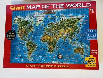 GIANT MAP OF THE WORLD Blue Opal 300 Large Pc Giant Poster Jigsaw Puzzle 60x90cm - image 1 of 4
