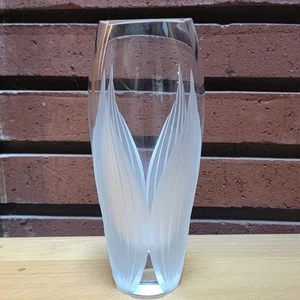 Retired Vintage LENOX Crystal Palmetto  7" Tall  Vase Clear Etched Frosted - Picture 1 of 5