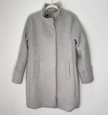 Abrigo Lands End Gris Mezcla de Lana Guisante Cremallera Completa City Sheek Elegante Talla 8 Foto 1 de 4