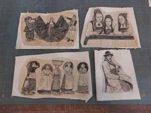 BOCETO DIBUJO ARTE de colección Noruega Grupos Noruegos Niños Moda Viejo - Imagen 1 de 6