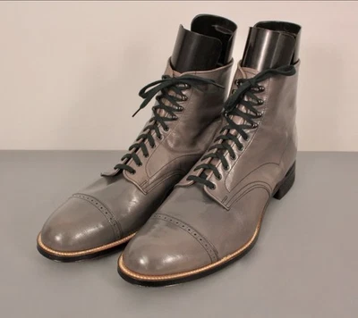 Men's VTG 1960s 1970s Grey Cap Toe Stacy Adams Ankle Boots Shoes 11.5 D 60s 70s - Image 1 of 4
