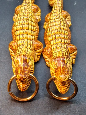 Juego de aseo de cuerno y cepillo de cocodrilo bronceado vintage muy chulo Foto 1 de 4