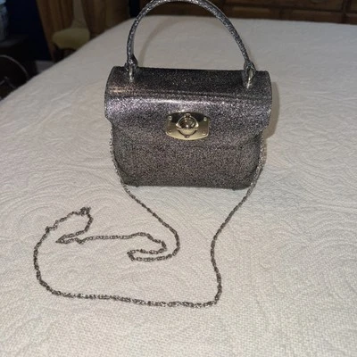Furla Gray Silver Glitter JELLY Candy mini Satchel Crossbody Bag Italy 2WAY - Image 1 of 4