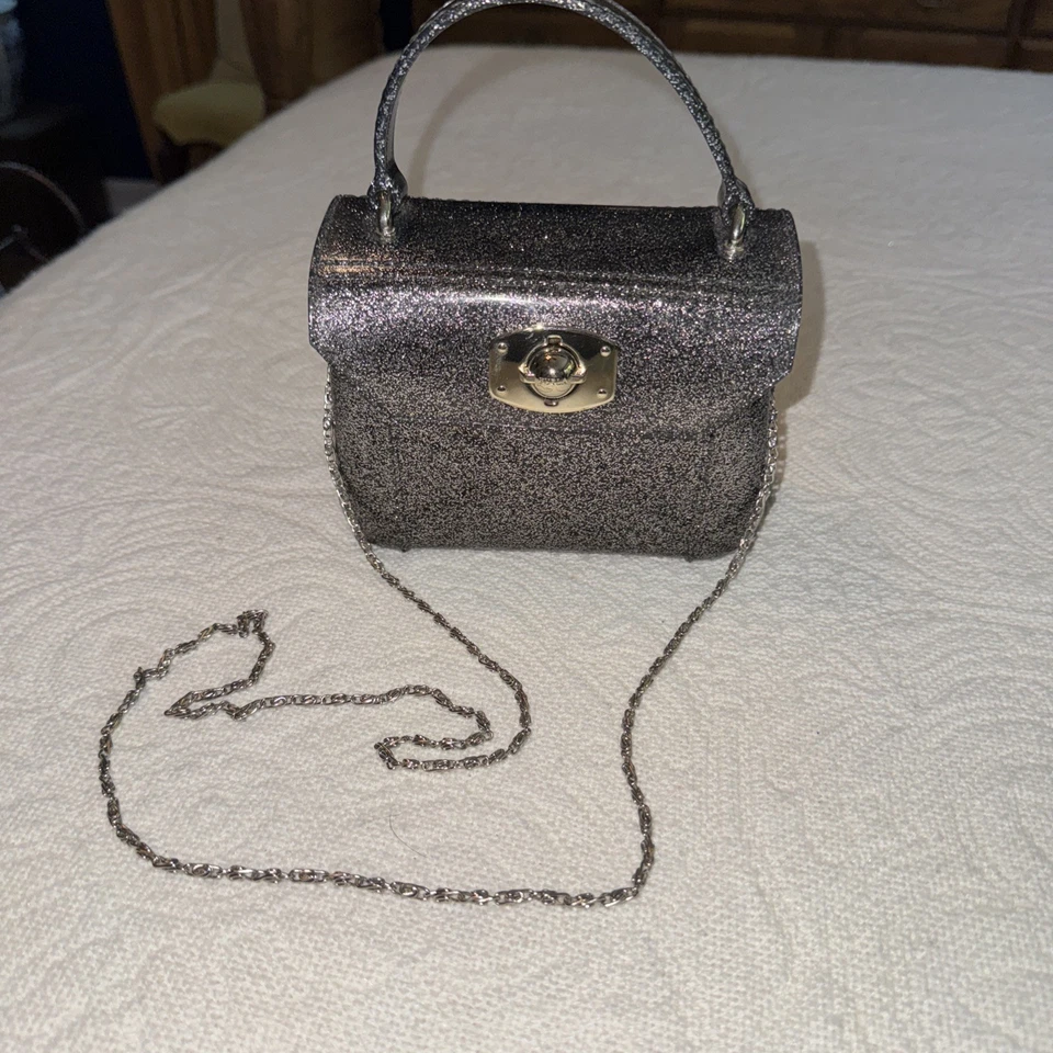 Bolso Bandolera Furla Gris Plata Brillo JALEA Caramelo Mini Cartera Italia 2WAY Foto 1 de 4