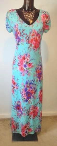 Tiana B turquoise floral long party cocktail evening dress size 14 - Picture 1 of 3