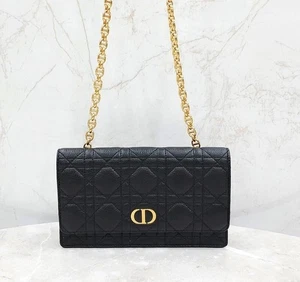 Dior Black Caro Pouch Chain Bag S5091UWHC 144755516 - Picture 1 of 10