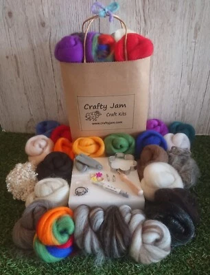 CRAFTY JAM Needle Felting Delux Kit Wool-20 colours+tools+accessories