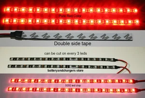 2 Red BRIGHT 12 inch 18 LED Waterproof Flexible Light Strip BLACK PCB board - Picture 1 of 5