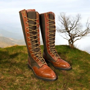 Wood 'N Stream Duck Hunting Knee High Boots Men's Sz 10 Canvas And Leather - Picture 1 of 24