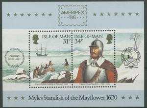 Isla de Man 1986 Capitán Standish Mayflower Bloque 8 MNH (C90608) - Imagen 1 de 1