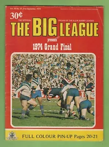 #HH1. RUGBY BIG LEAGUE MAGAZINE - 21/9 1974, CANTERBURY V EASTS GRAND FINAL - Imagen 1 de 3