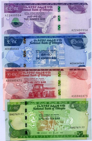 Ethiopia Set 4 Pcs 10 50 100 200 Birr 2012/2020 P 53 54 55 56 UNC Cover