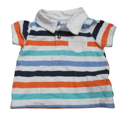 Child of Mine Polo Shirt Infant Boys 3-6M White Striped Short Sleeve Collared - Image 1 of 4