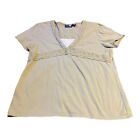 Southern Expressions Blouse Top 1X Shirt Beige Tan Lace V Neck Plus Size