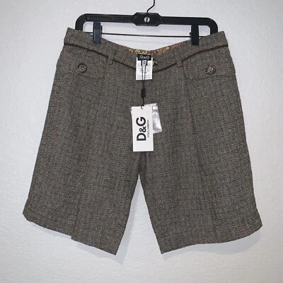 New Dolce & Gabbana D&G Brown Wool Blend Woman Bermuda Shorts Size 42 NWT  - Image 1 of 4