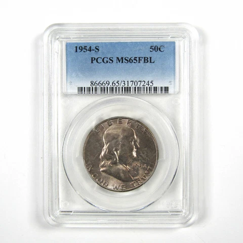 1954 S Franklin Half Dollar MS 65 FBL PCGS 90% Silver Unc SKU:I5357 Cover