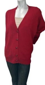 Nordstrom Tailored Clothing Sweater Women Red Cardigan Lambs Wool, Pockets Small - Picture 1 of 14