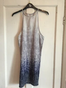 Ladies Grey & Navy Patterned Halter Neck Shift Dress from Forever 21 Size M - Picture 1 of 9