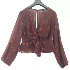 Forever 21 M Elegant Tie Front Blouse Horse Designs - Picture 1 of 9