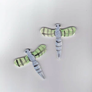 Mosaic Tiles cmksculptures set 2 dragonfly's summer garden ceramic clay DF02 - Picture 1 of 1