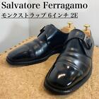 Chaussures à sangle moine Salvatore Ferragamo à pointe droite cuir noir pour hommes 6EE