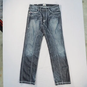 Antik Denim Jeans Size 32 Blue Distressed Embroidered Button Fly Sag Grunge Y2K - Picture 1 of 15