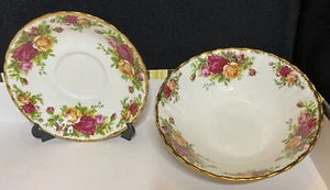 Royal Albert Old Country Roses 2pc Saucer & Bowl Gold Trim VGUC - Picture 1 of 10