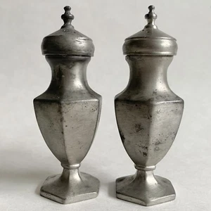 Vintage JCB Pewter Salt & Pepper Shakers 3.5 inch Hexagon Shape Footed - Picture 1 of 10