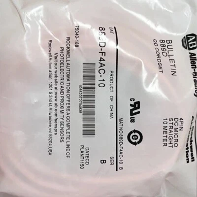Allen Bradley 889D-F4AC-10 Ser B QD Cordset 10m Long, 4-Pin, 250V, 4A-US - Image 1 of 4
