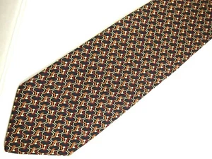 Brooks Brothers Makers Mens Necktie Tie Navy Blue Red Chain Link Ribbons 57" - Picture 1 of 4
