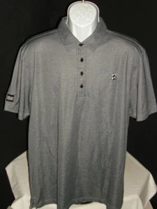 TRAVIS MATHEW HEATHERED GRAY W/BLK. TOP STITCH COTTON BLEND S/S POLO SHIRT SZ XL - Picture 1 of 11