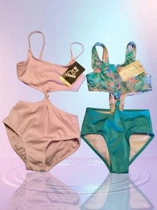 2 New Girls’ Swimsuits- Art Class - Green & Purple One Piece Size 6 / 7 - Picture 1 of 3