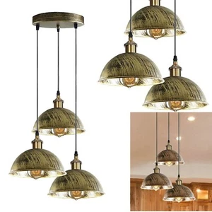 Lámpara de Techo Vintage 3 Vías Multi Nivel Colgante Montaje Metal Cúpula Sombra Iluminación - Imagen 1 de 15