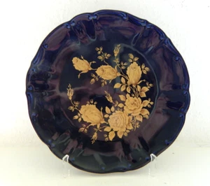BAREUTHER Waldsassen Echt Cobalt Porzellan Teller Goldstaffage 26 cm - Bild 1 von 3