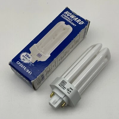 (2-Pack) Howard CF26TE/841 Fluorescent 26W Light Bulb Cool 4100K 4-Pin GX24q-3 - Image 1 of 4