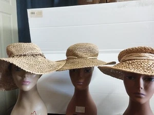 3 LOT Tropical Trends Liz Claiborne Unbranded Straw  Floppy Beach Sun Hats 👒  - Picture 1 of 8
