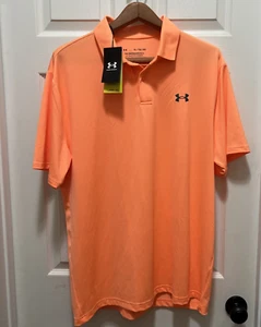 Neu mit Etikett Under Armour Herren XL Performance Golf Poloshirt neonorange lockere Passform - Bild 1 von 14