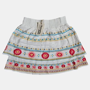 Savanna Jane Mini Skirt Womens White Embroidered Floral Cotton Size L NWT - Picture 1 of 10