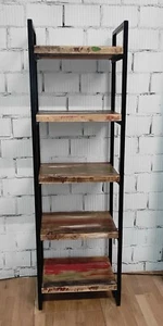 Libreria stile industriale vintage scaffale con 5 ripiani in ferro e legno - Foto 1 di 5