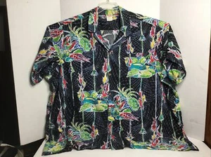Camisa hawaiana vintage 7XL descalza en el paraíso azul abotonada con estampado de comida de fiesta - Imagen 1 de 10
