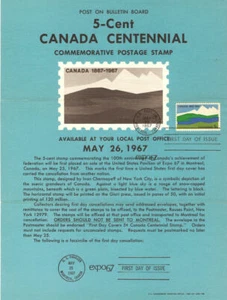 #1324 5c Canada Centennial Stamp Poster- Unofficial Souvenir Page FD MC - Picture 1 of 1