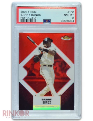 2006 Finest Refractor Barry Bonds /399 PSA NM-MT 8 - Image 1 of 3