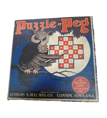 Vintage brain teaser educational jump game Puzzle Peg Lubbers & Bell owl 1929 - Image 1 of 3