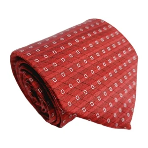 Arrow Red Geometric Men's Pointed Silk Necktie 60x3.5"  Classic Width Long - Picture 1 of 5