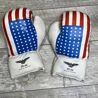 Vintage USA American Flag Boxing Gloves Training Fighting 20 oz Pakistan Made - Image 1 of 4