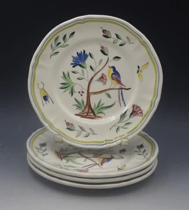 LONGCHAMP FRANKREICH FAYENCE PARADIESVOGEL INSEKTEN 4ER SET TELLER 6,25" VINTAGE - Bild 1 von 7