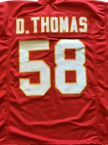 Kansas City Chiefs #58 DERRICK THOMAS Red stitched Football Jersey Mens SMALL - Picture 1 of 4
